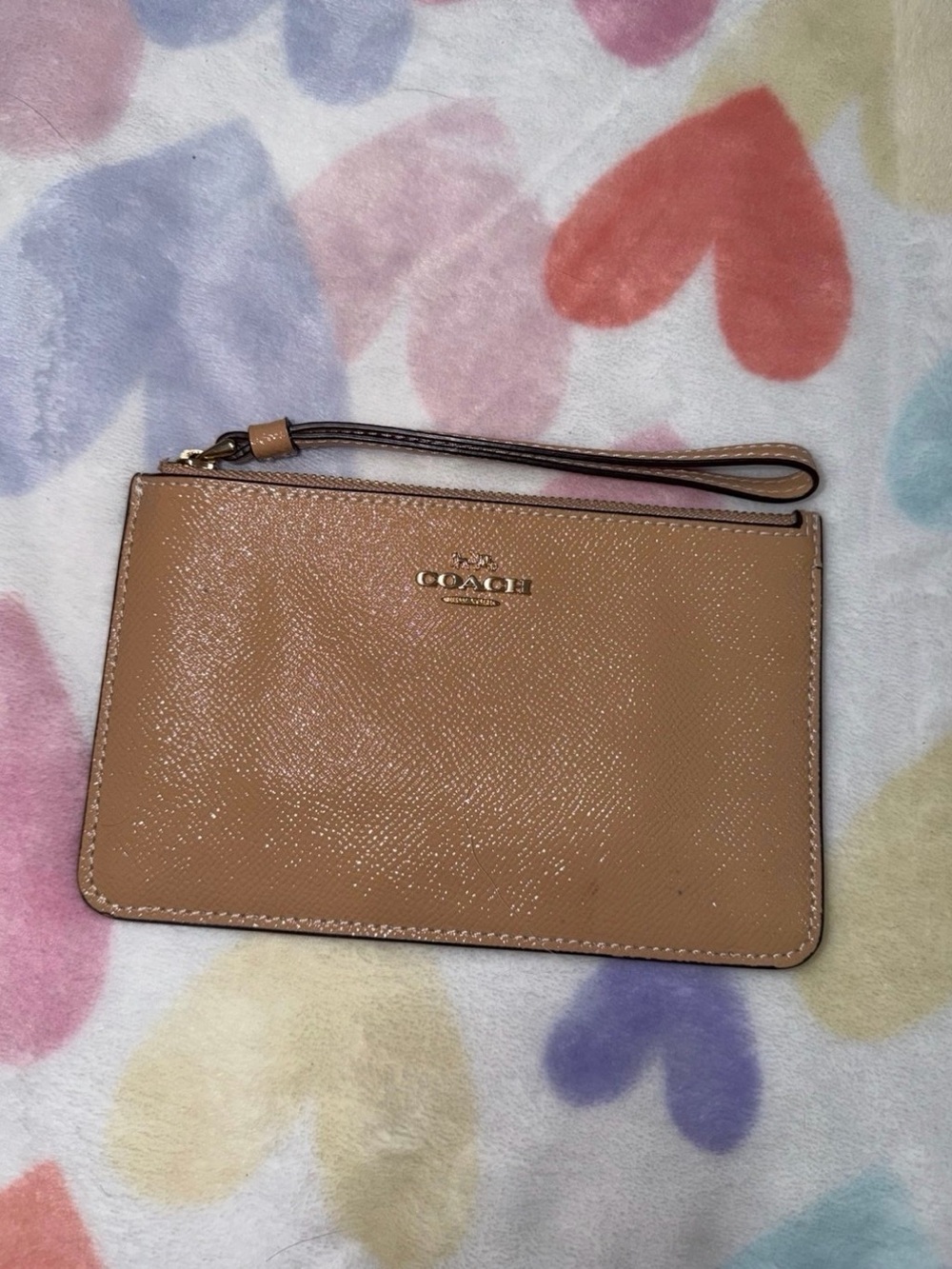 Coach Tan Leather Wristlet Clutch